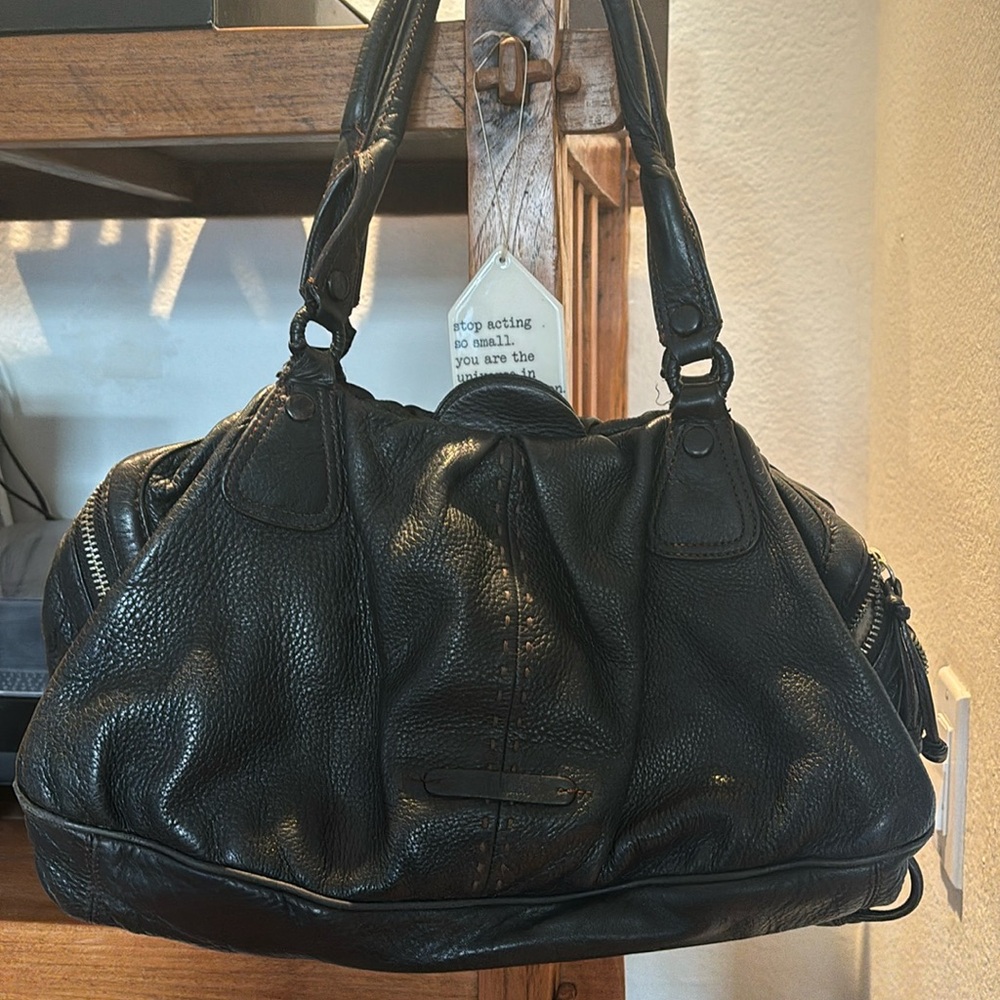 Vintage Cole Haan Village Triple Zip Satchel, black